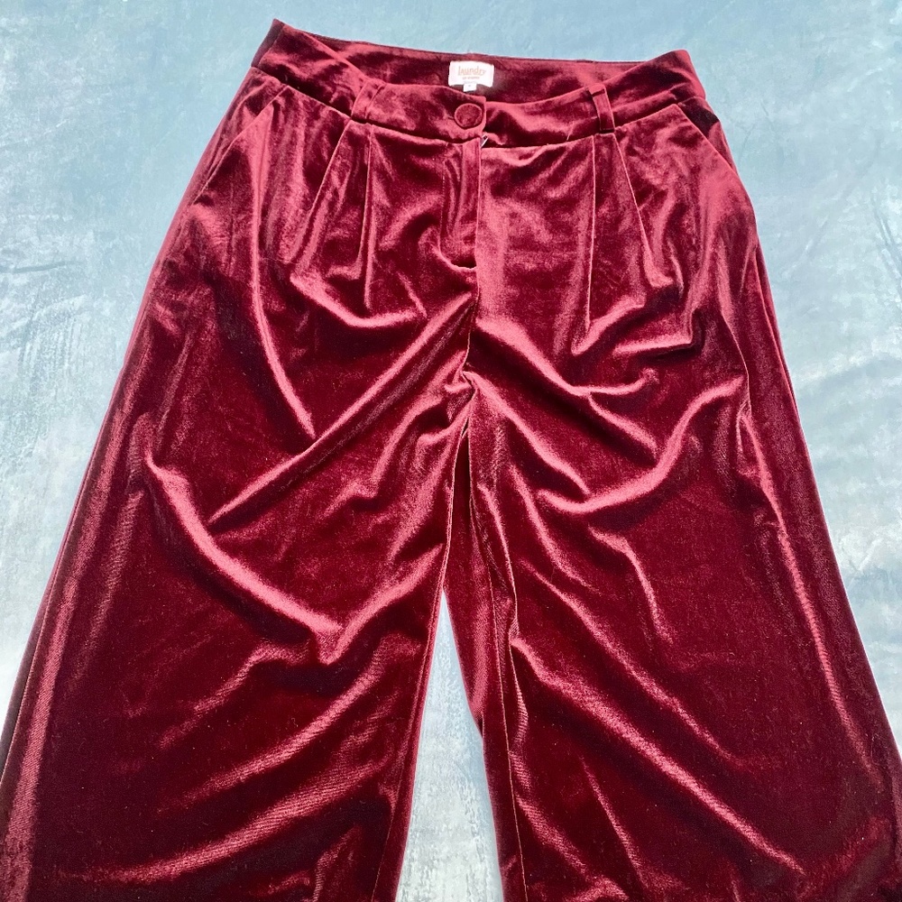 Deep burgundy lush velvet culottes size S (6 or small 8)